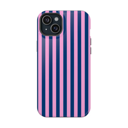 Summer Stripes Case in Dark Blue + Poppy Pink