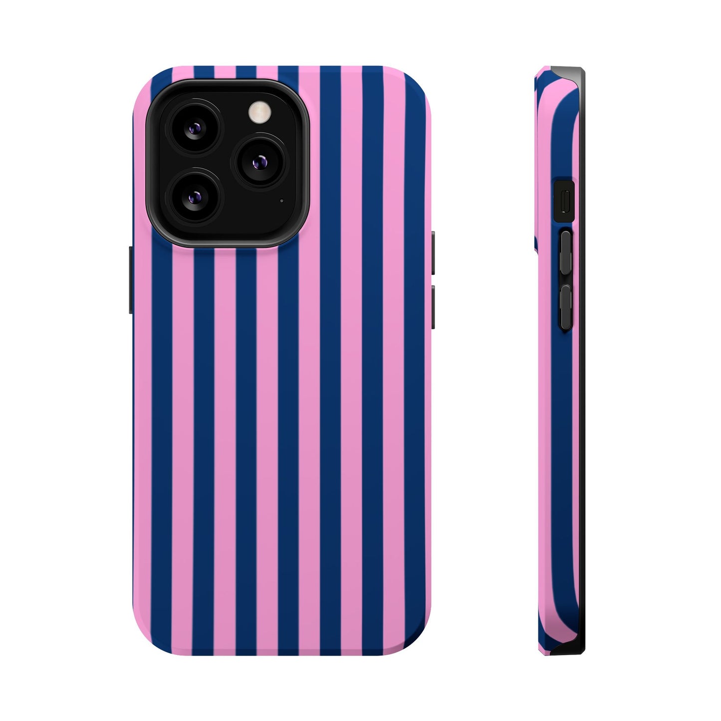 Summer Stripes Case in Dark Blue + Poppy Pink