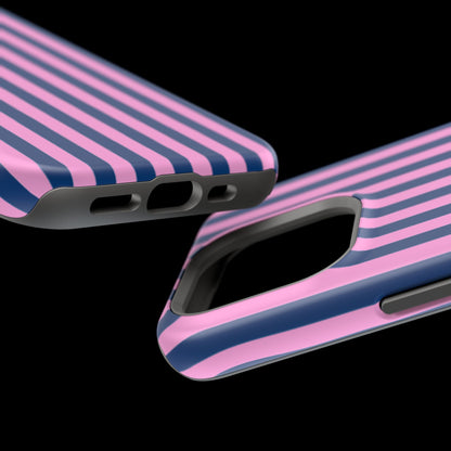 Summer Stripes Case in Dark Blue + Poppy Pink