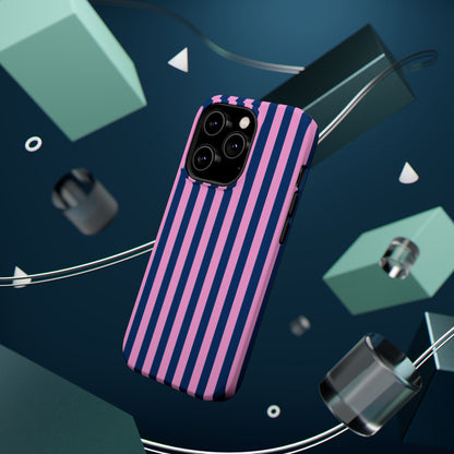 Summer Stripes Case in Dark Blue + Poppy Pink
