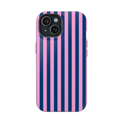 Summer Stripes Case in Dark Blue + Poppy Pink