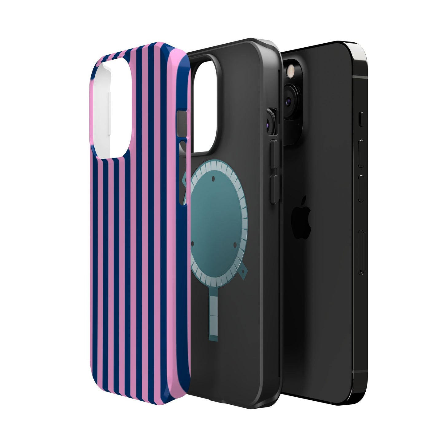 Summer Stripes Case in Dark Blue + Poppy Pink
