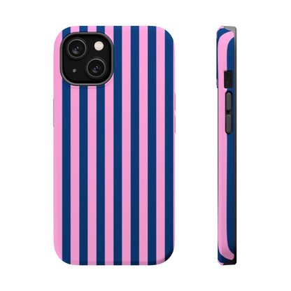 Summer Stripes Case in Dark Blue + Poppy Pink