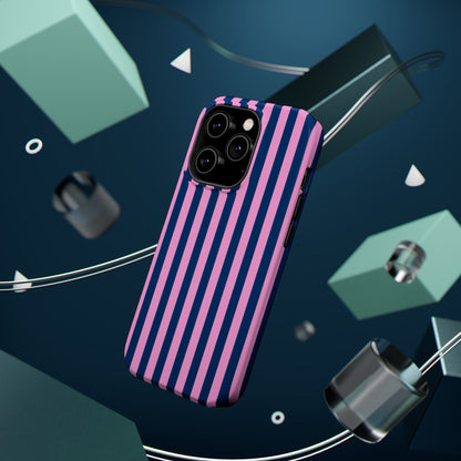 Summer Stripes Case in Dark Blue + Poppy Pink
