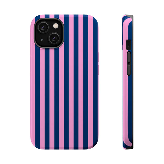 Summer Stripes Case in Dark Blue + Poppy Pink