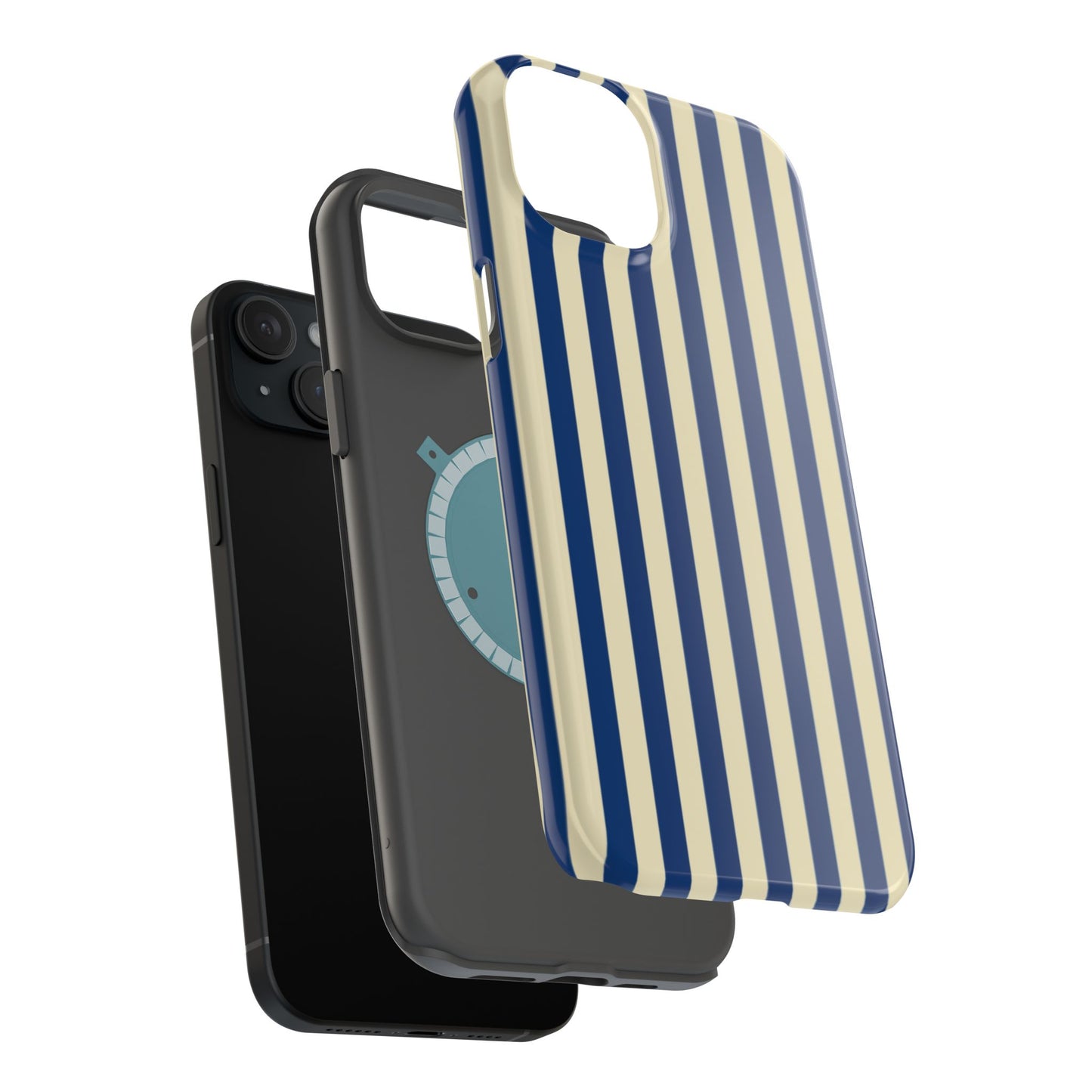 Summer Stripes Case in Butter Yellow + Dark Blue