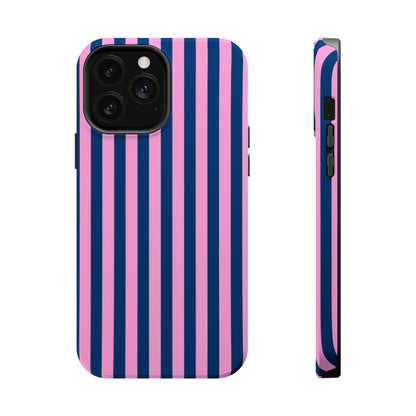 Summer Stripes Case in Dark Blue + Poppy Pink