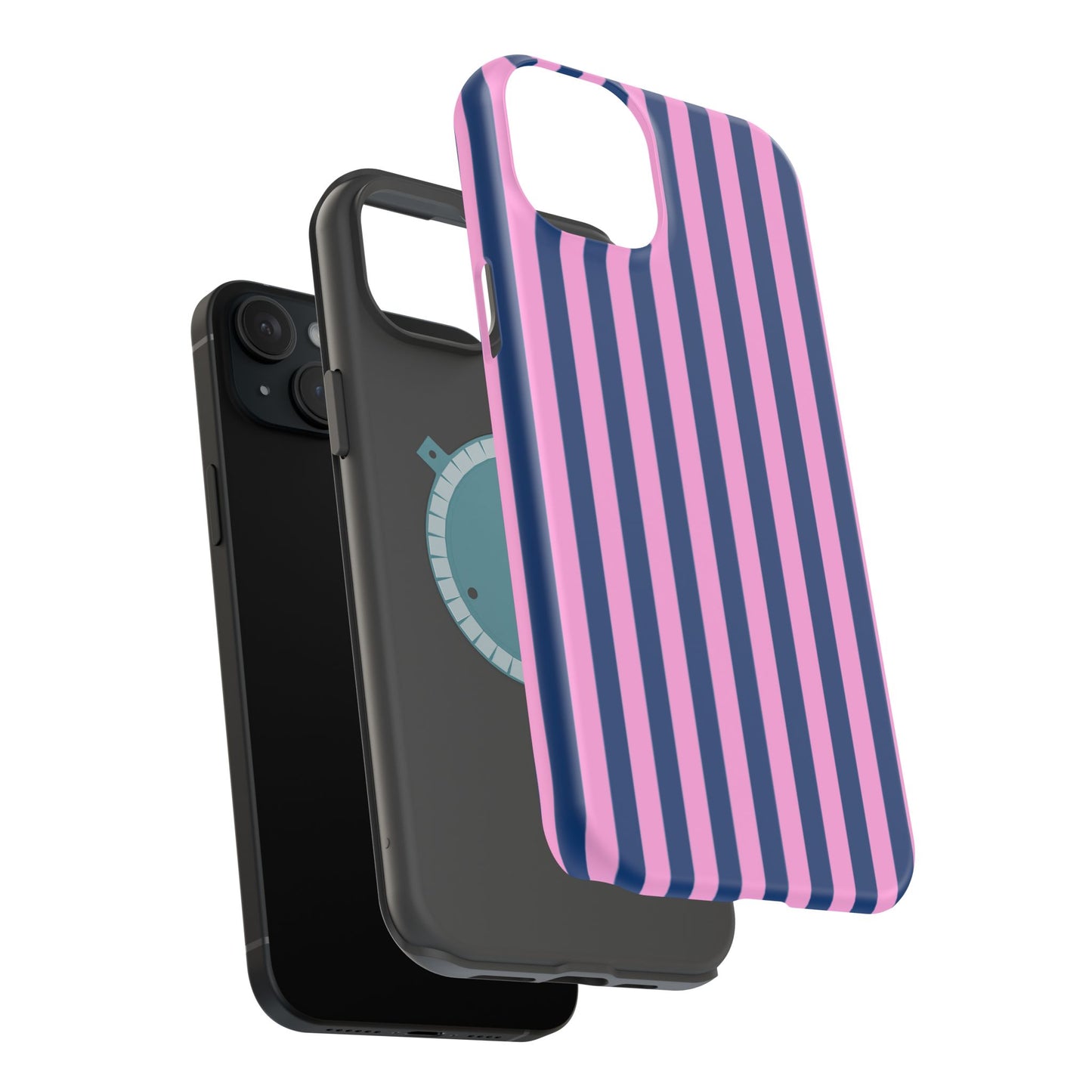 Summer Stripes Case in Dark Blue + Poppy Pink