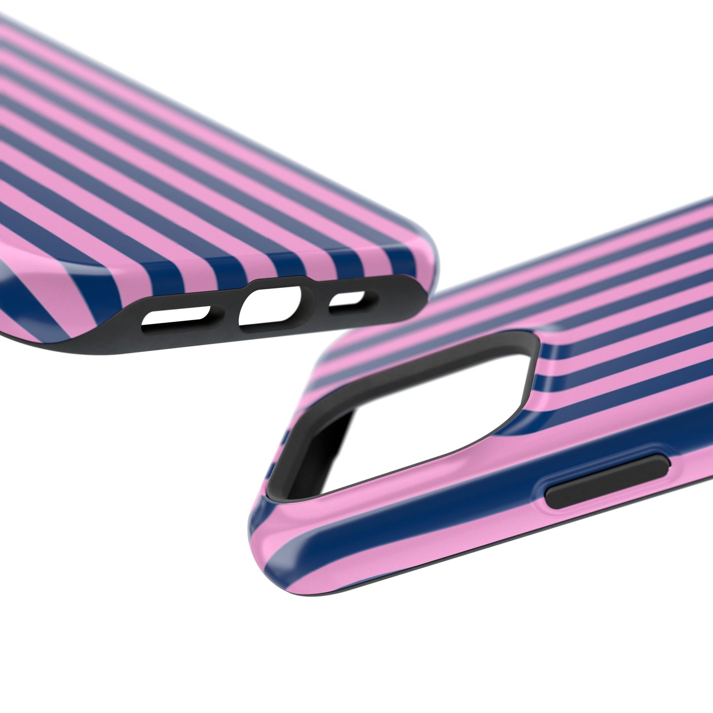 Summer Stripes Case in Dark Blue + Poppy Pink