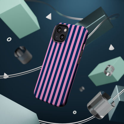 Summer Stripes Case in Dark Blue + Poppy Pink