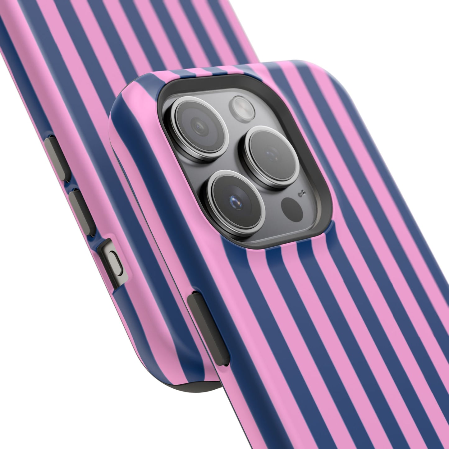 Summer Stripes Case in Dark Blue + Poppy Pink