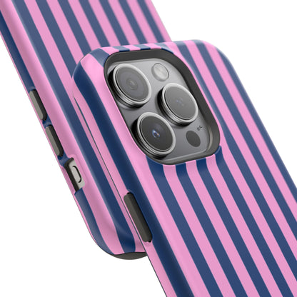 Summer Stripes Case in Dark Blue + Poppy Pink