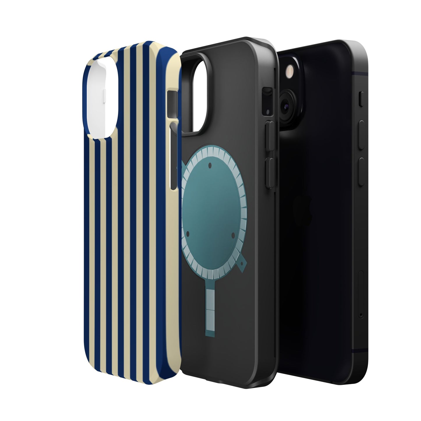 Summer Stripes Case in Butter Yellow + Dark Blue