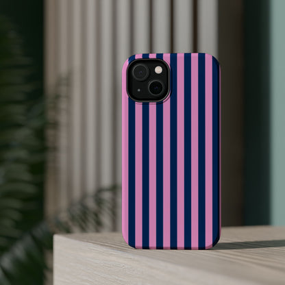 Summer Stripes Case in Dark Blue + Poppy Pink