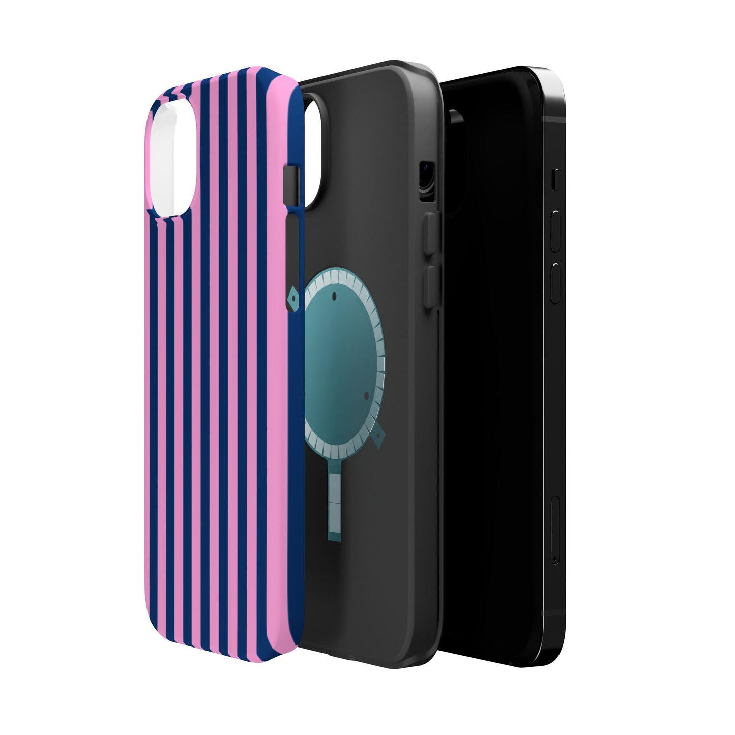 Summer Stripes Case in Dark Blue + Poppy Pink