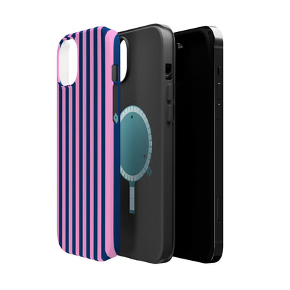 Summer Stripes Case in Dark Blue + Poppy Pink