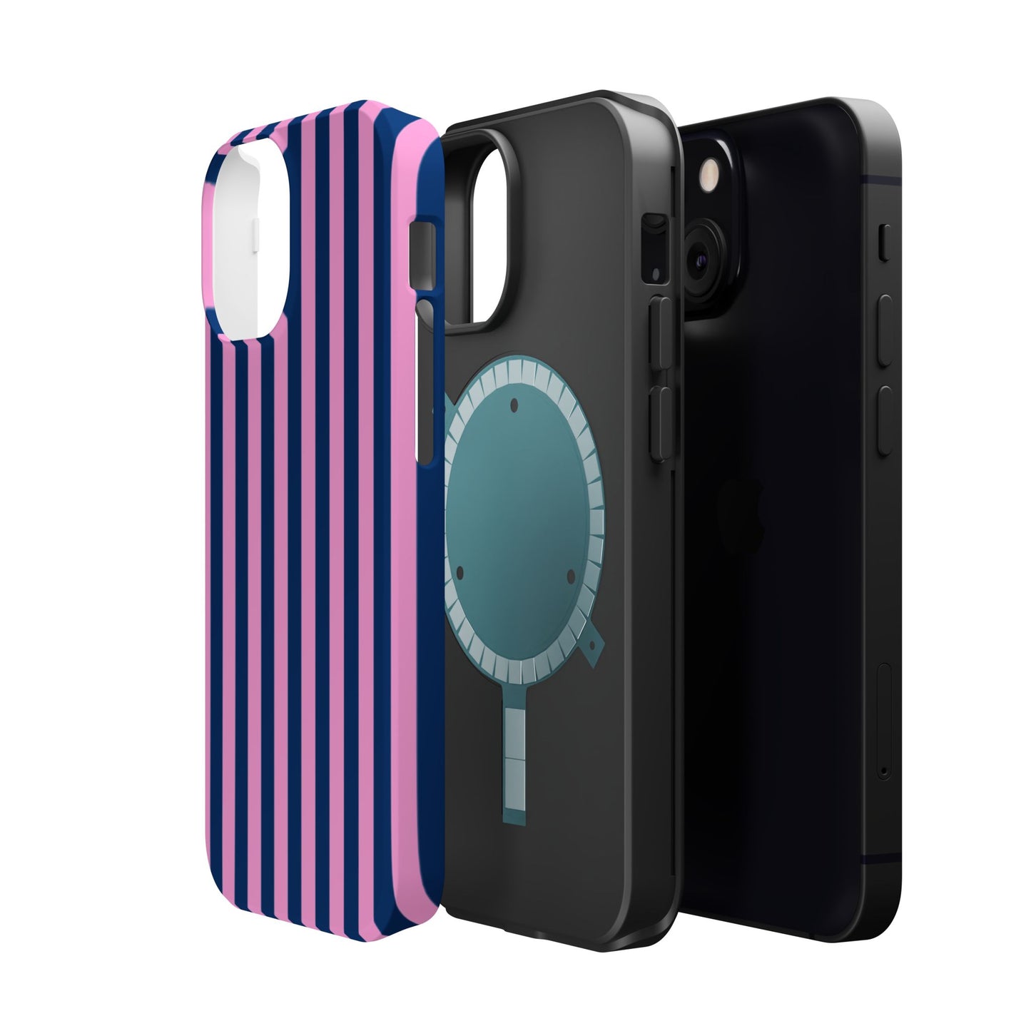 Summer Stripes Case in Dark Blue + Poppy Pink