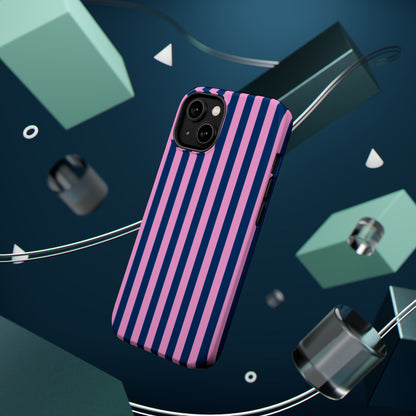 Summer Stripes Case in Dark Blue + Poppy Pink