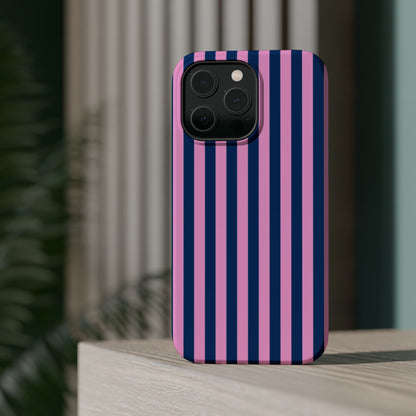 Summer Stripes Case in Dark Blue + Poppy Pink