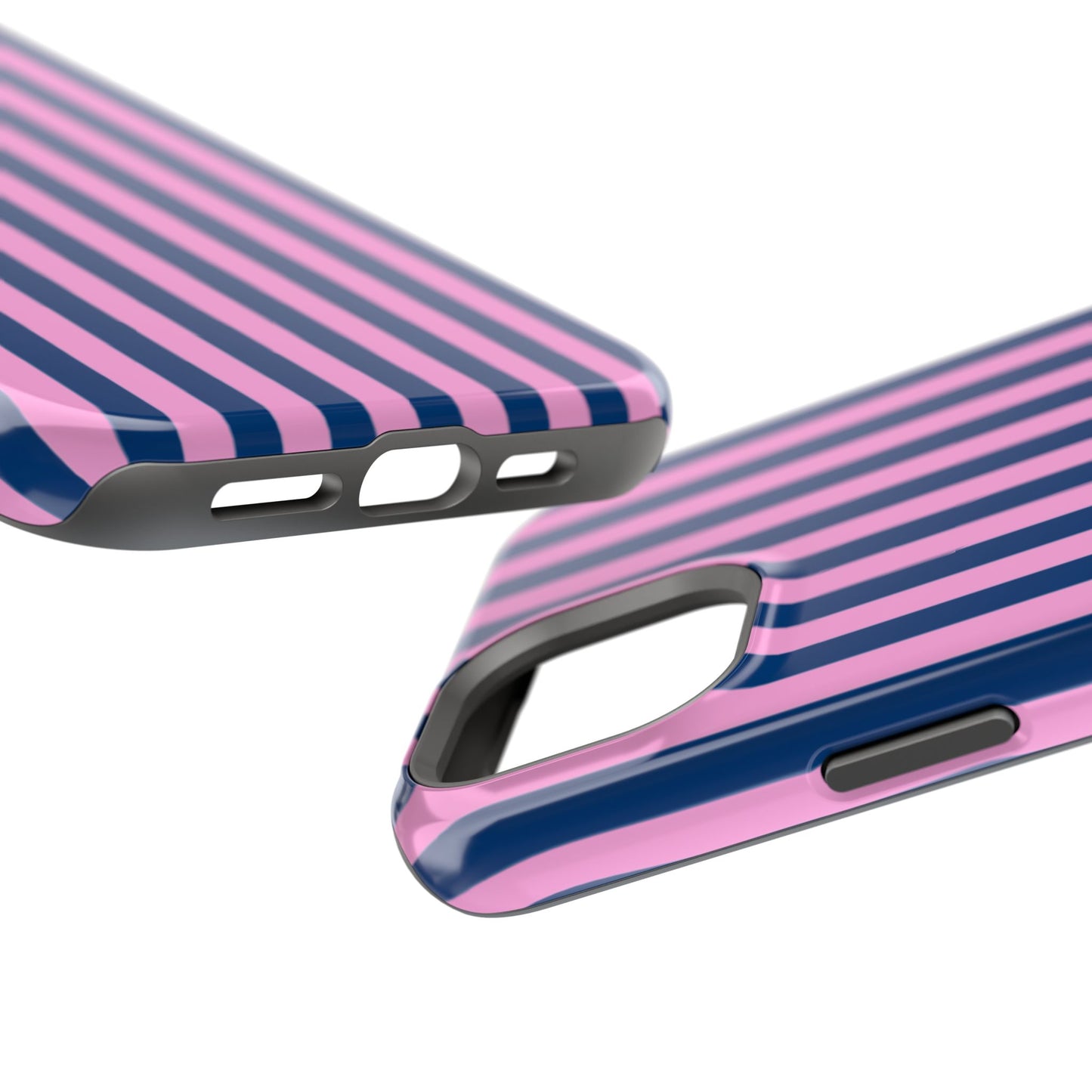 Summer Stripes Case in Dark Blue + Poppy Pink