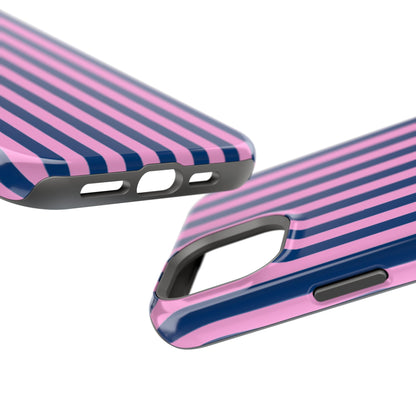 Summer Stripes Case in Dark Blue + Poppy Pink