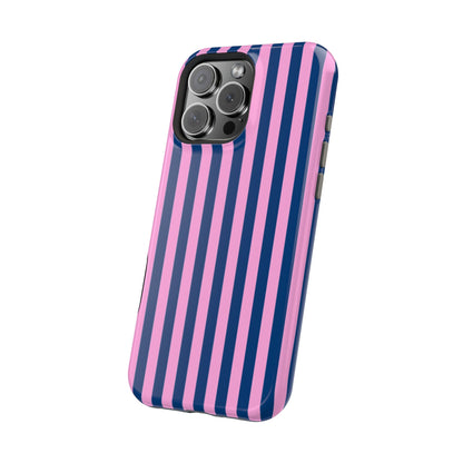 Summer Stripes Case in Dark Blue + Poppy Pink