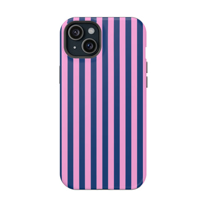 Summer Stripes Case in Dark Blue + Poppy Pink