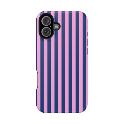 Summer Stripes Case in Dark Blue + Poppy Pink