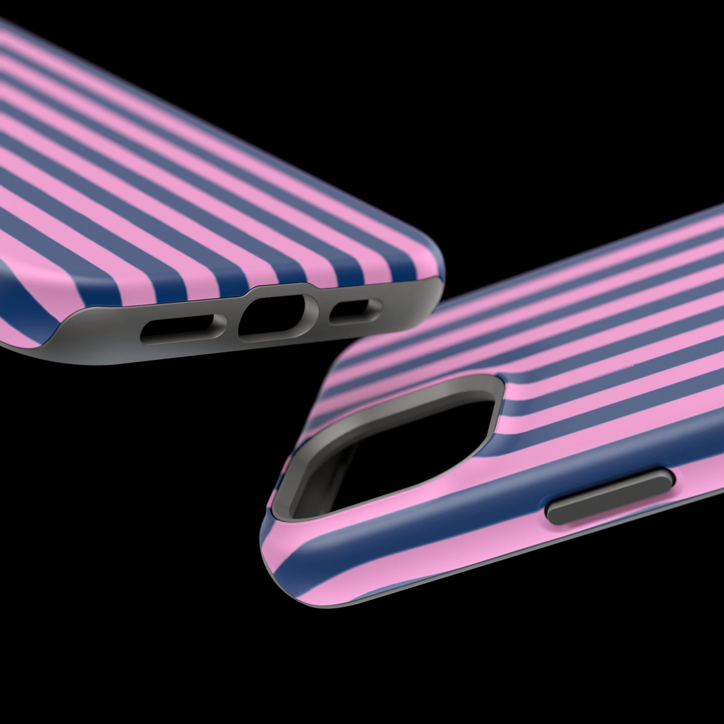 Summer Stripes Case in Dark Blue + Poppy Pink