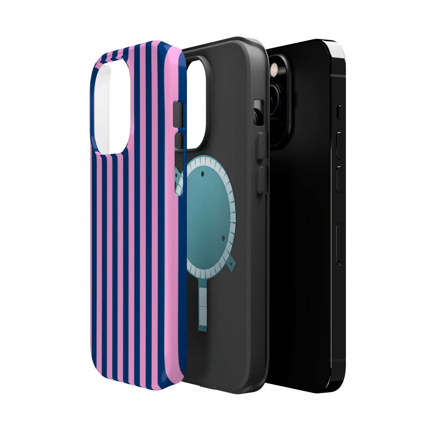 Summer Stripes Case in Dark Blue + Poppy Pink