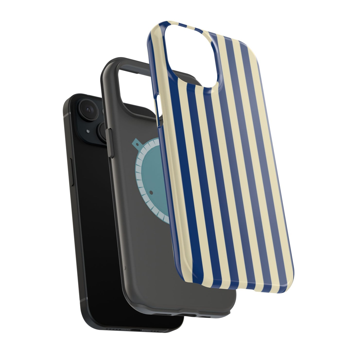 Summer Stripes Case in Butter Yellow + Dark Blue