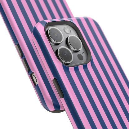 Summer Stripes Case in Dark Blue + Poppy Pink