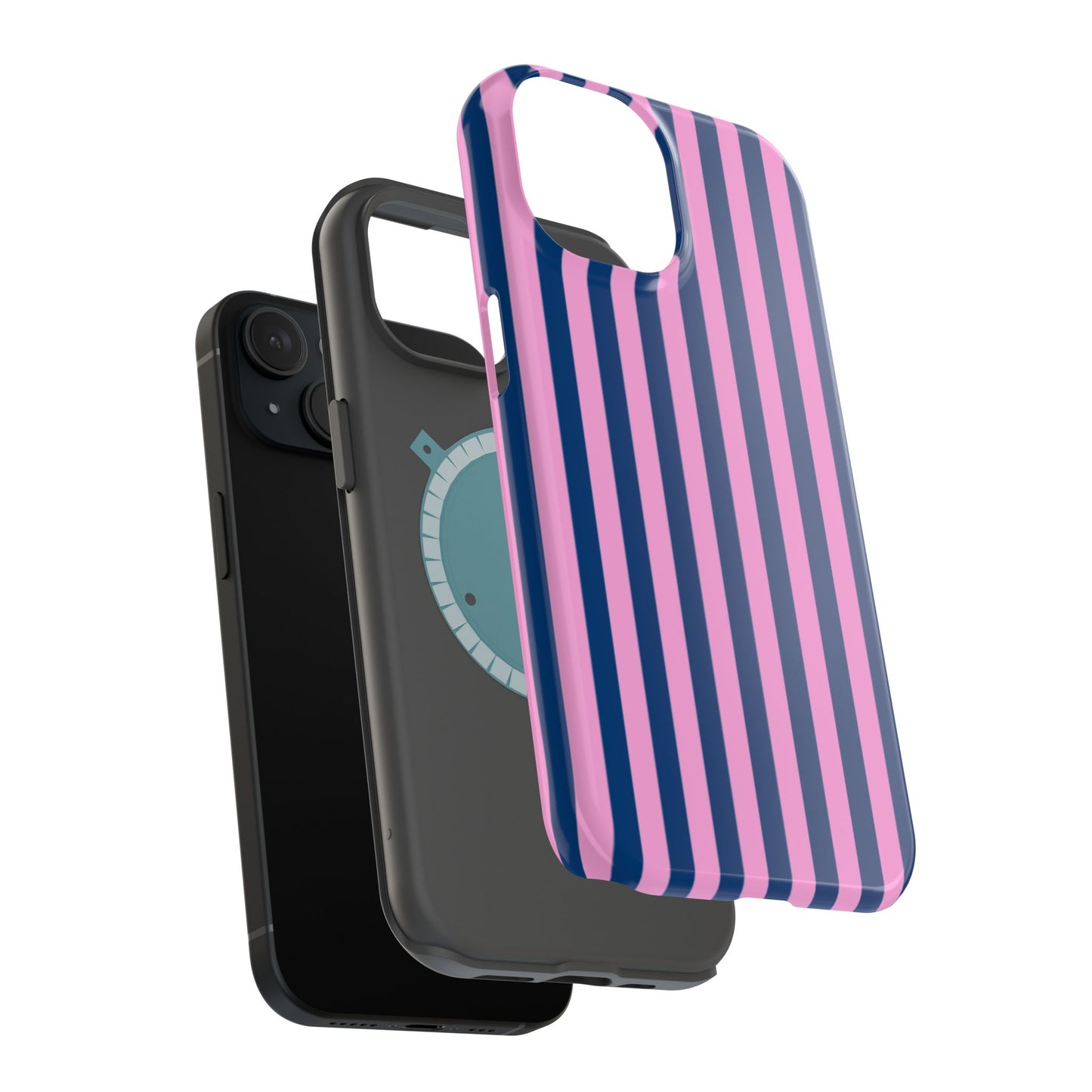 Summer Stripes Case in Dark Blue + Poppy Pink