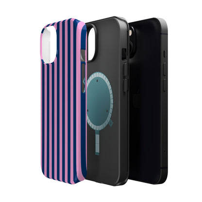 Summer Stripes Case in Dark Blue + Poppy Pink