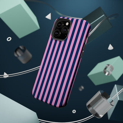 Summer Stripes Case in Dark Blue + Poppy Pink