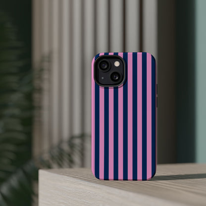 Summer Stripes Case in Dark Blue + Poppy Pink