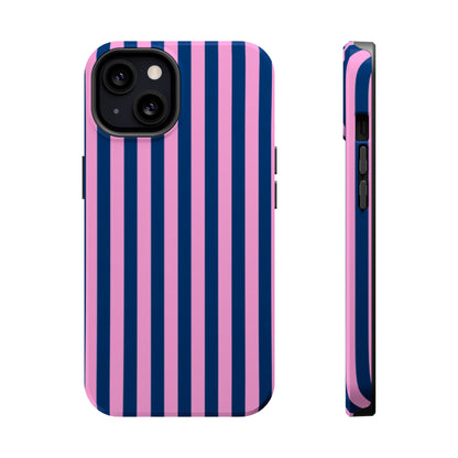 Summer Stripes Case in Dark Blue + Poppy Pink