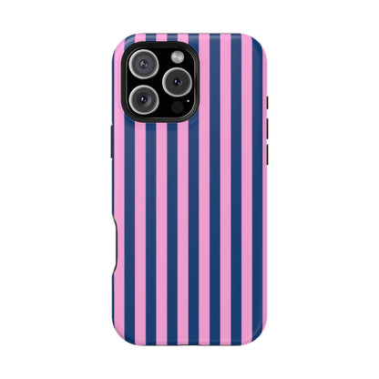 Summer Stripes Case in Dark Blue + Poppy Pink