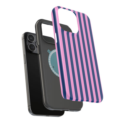 Summer Stripes Case in Dark Blue + Poppy Pink