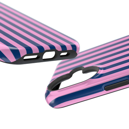 Summer Stripes Case in Dark Blue + Poppy Pink