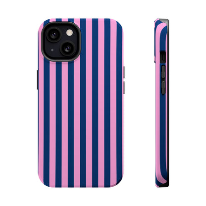 Summer Stripes Case in Dark Blue + Poppy Pink