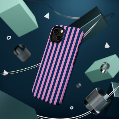 Summer Stripes Case in Dark Blue + Poppy Pink