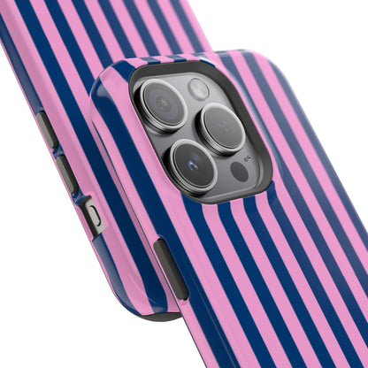 Summer Stripes Case in Dark Blue + Poppy Pink
