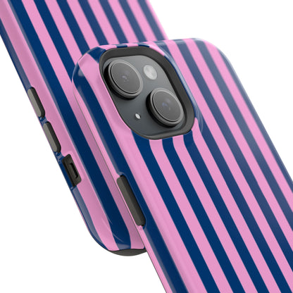 Summer Stripes Case in Dark Blue + Poppy Pink