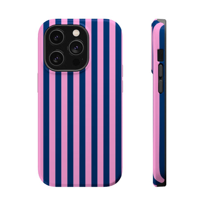 Summer Stripes Case in Dark Blue + Poppy Pink