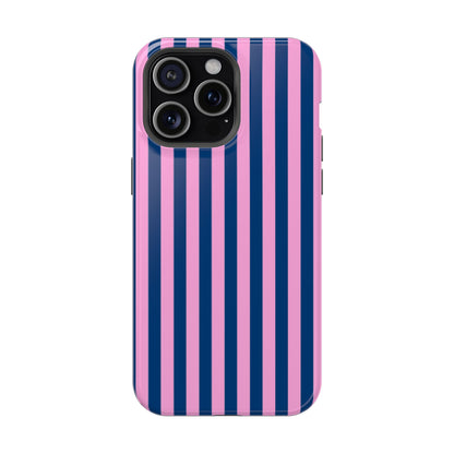 Summer Stripes Case in Dark Blue + Poppy Pink