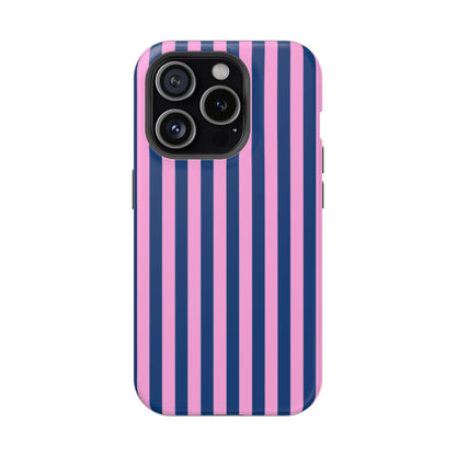 Summer Stripes Case in Dark Blue + Poppy Pink