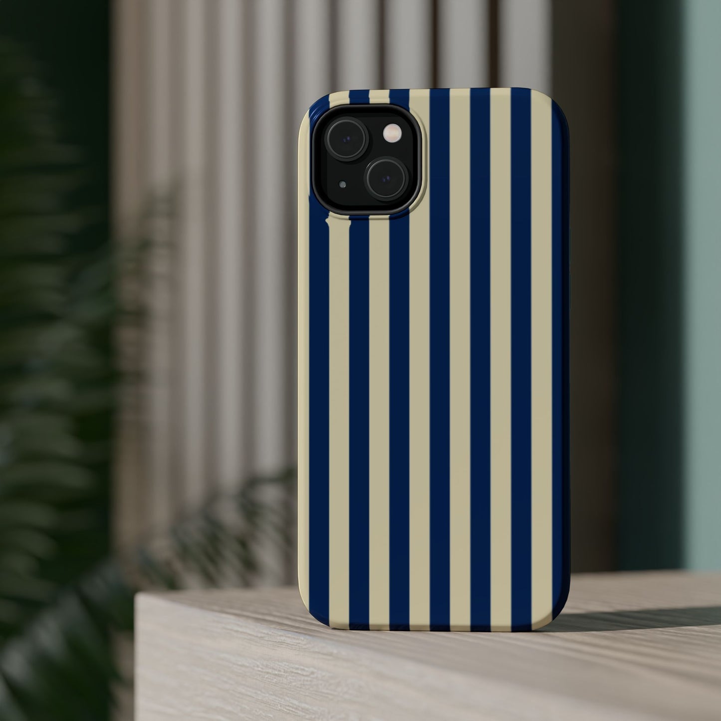 Summer Stripes Case in Butter Yellow + Dark Blue