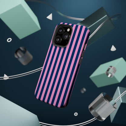 Summer Stripes Case in Dark Blue + Poppy Pink
