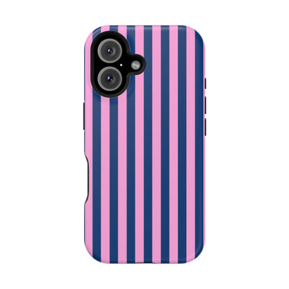 Summer Stripes Case in Dark Blue + Poppy Pink